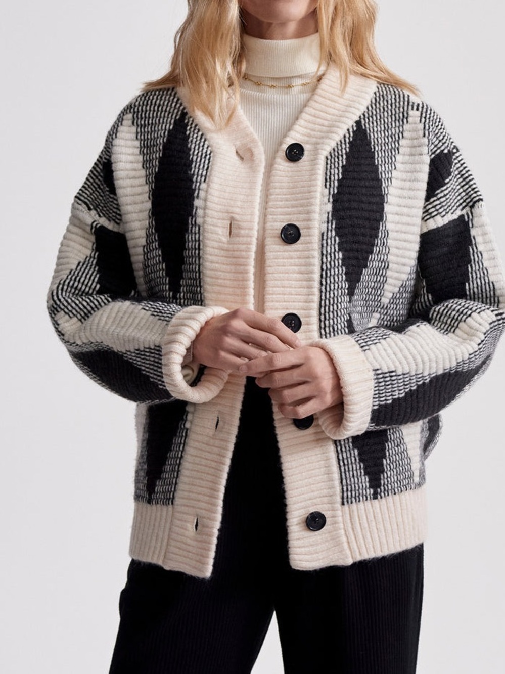 Varley Nancy Wool Blend Jacquard Knit Sweater Jacket
Size M - Picture 3 of 13